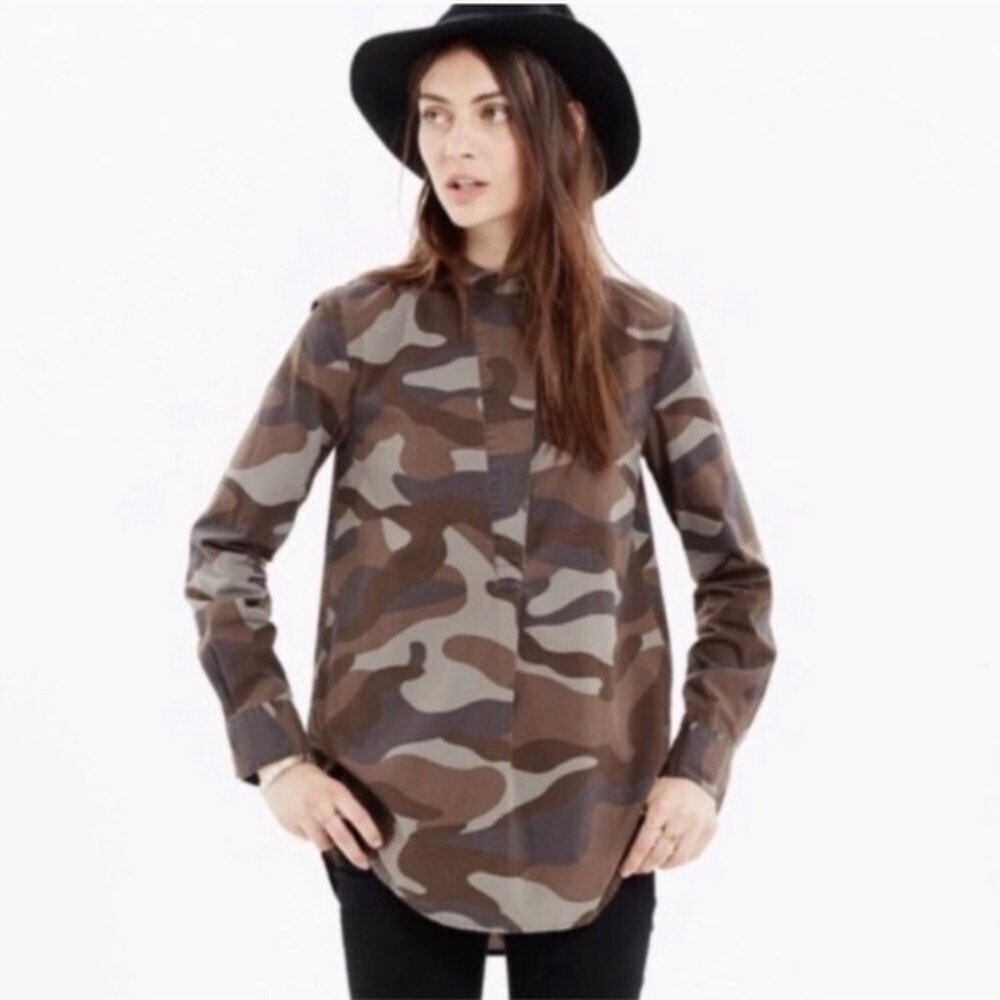 Madewell Perfect Tunic Camo Popover Top L